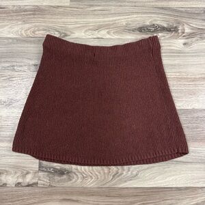 Free People Beach Marsha Sweater Skirt Brown Ribbed A-Line Mini Size Large